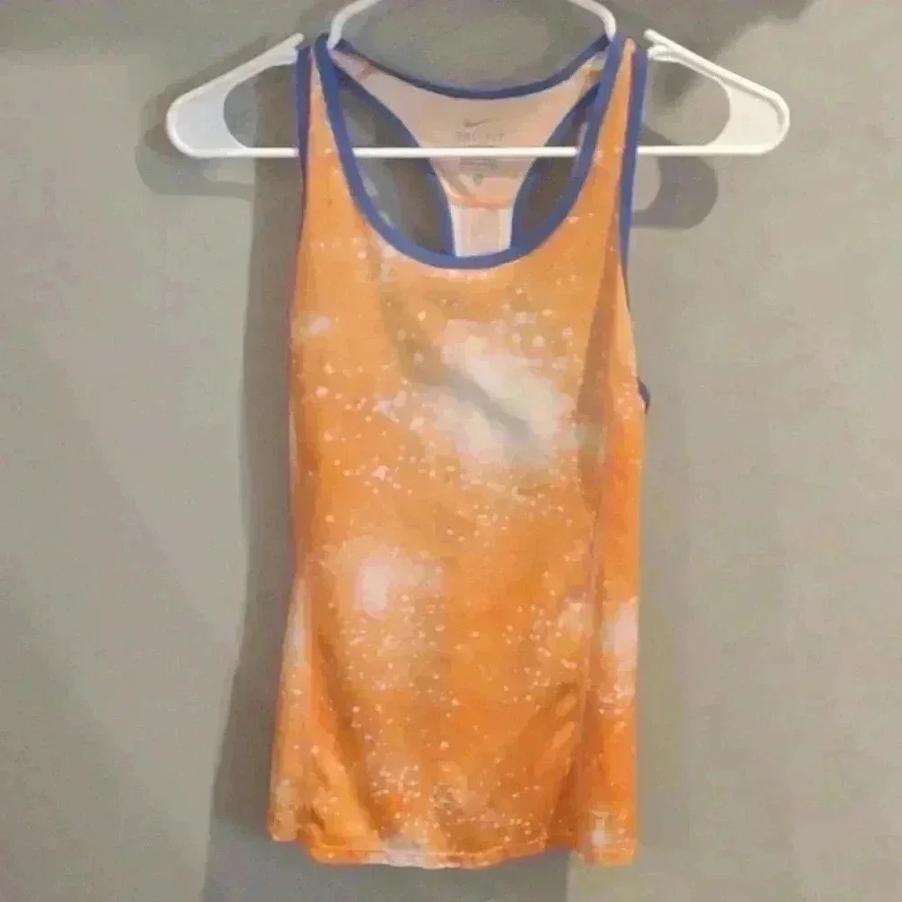 Nike Dri-fit racer back orange/white tank top women's small